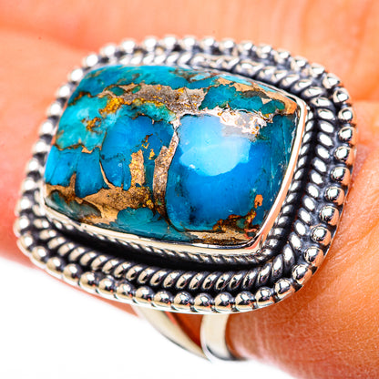 Blue Copper Composite Turquoise Rings handcrafted by Ana Silver Co - RING134020
