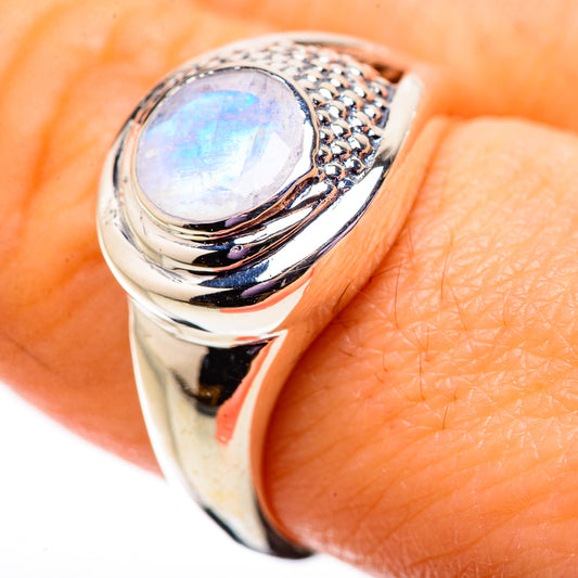 Rainbow Moonstone Rings handcrafted by Ana Silver Co - RING134059