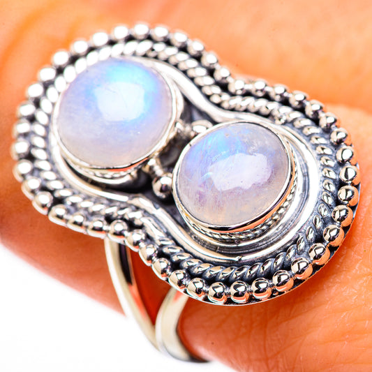 Rainbow Moonstone Rings handcrafted by Ana Silver Co - RING134060