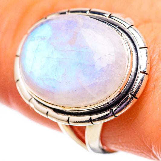 Rainbow Moonstone Rings handcrafted by Ana Silver Co - RING134086