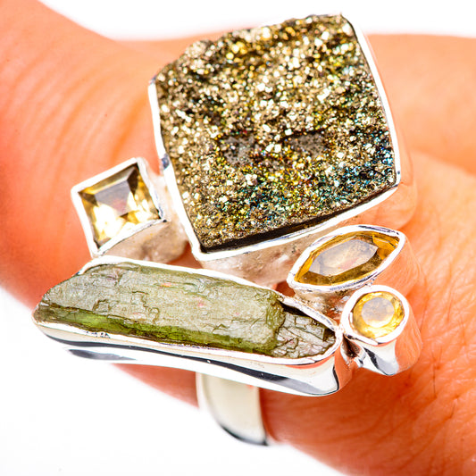 Spectro Pyrite Druzy Rings handcrafted by Ana Silver Co - RING134088