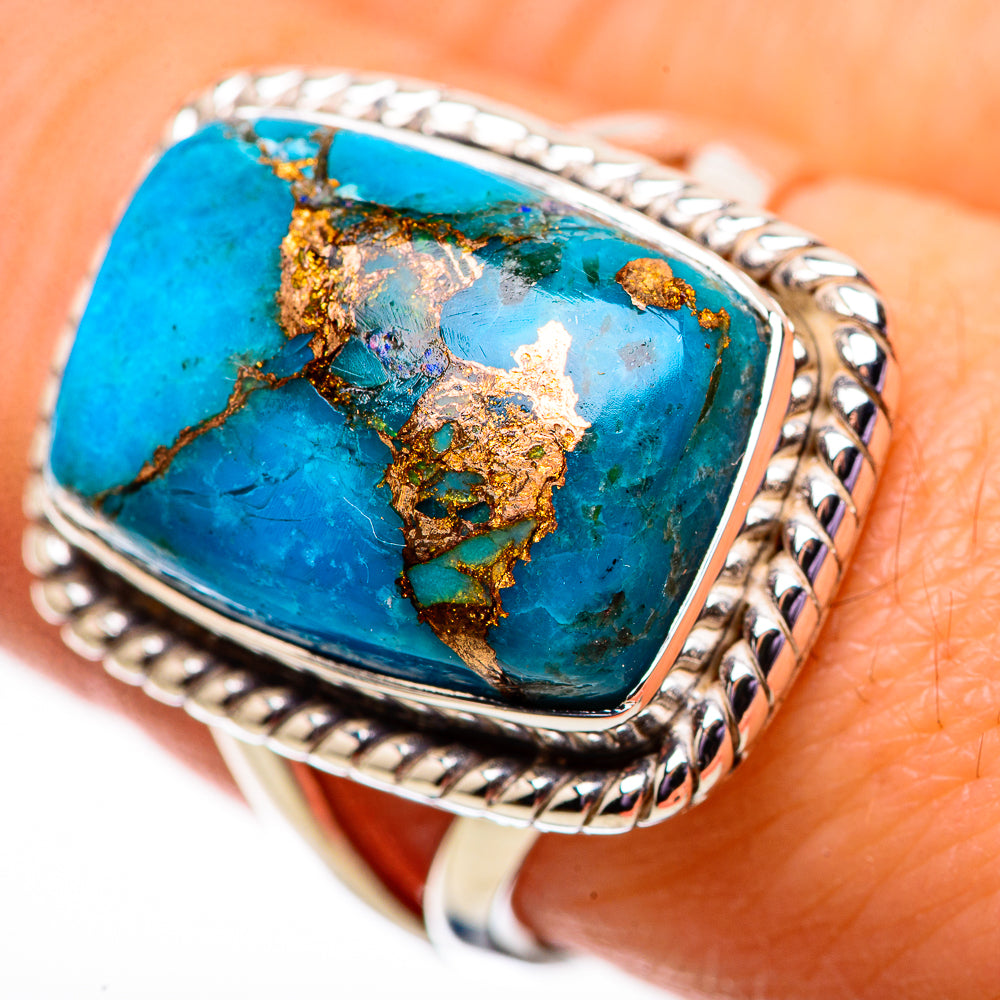 Blue Copper Composite Turquoise Rings handcrafted by Ana Silver Co - RING134093