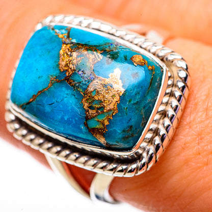 Blue Copper Composite Turquoise Rings handcrafted by Ana Silver Co - RING134093