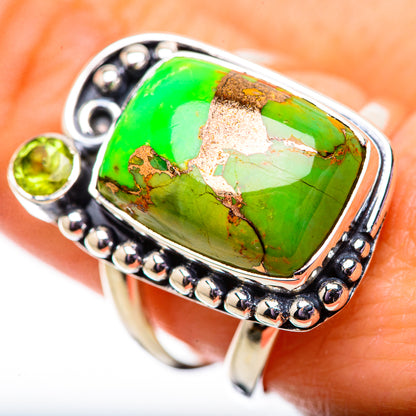 Green Copper Composite Turquoise Rings handcrafted by Ana Silver Co - RING134098
