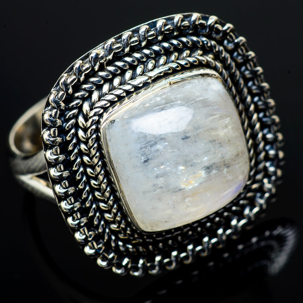 Rainbow Moonstone Rings handcrafted by Ana Silver Co - RING13410