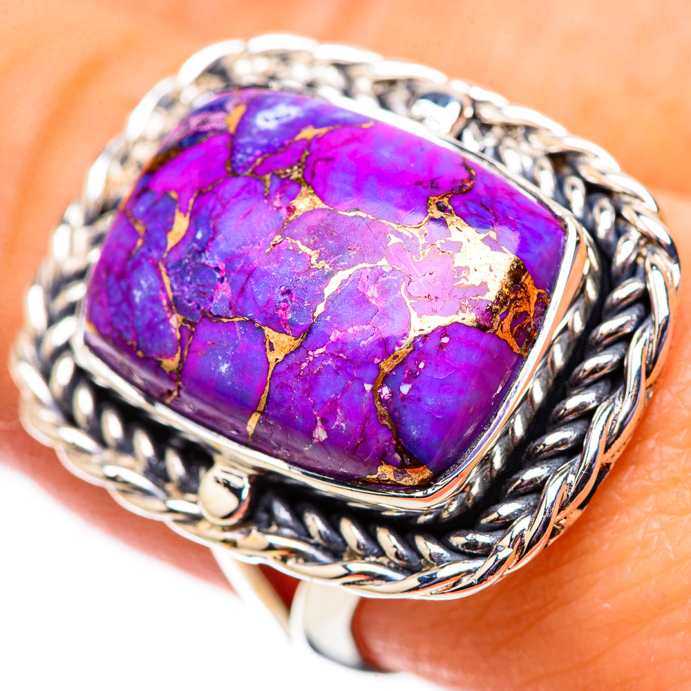 Purple Copper Composite Turquoise Rings handcrafted by Ana Silver Co - RING134105