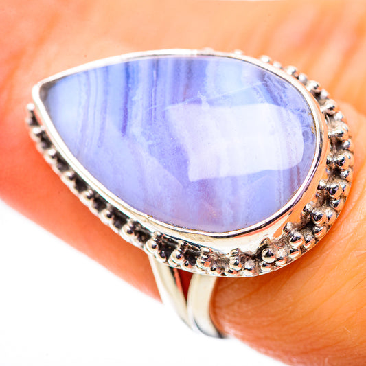 Blue Lace Agate Rings handcrafted by Ana Silver Co - RING134136