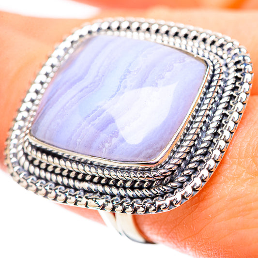 Blue Lace Agate Rings handcrafted by Ana Silver Co - RING134155