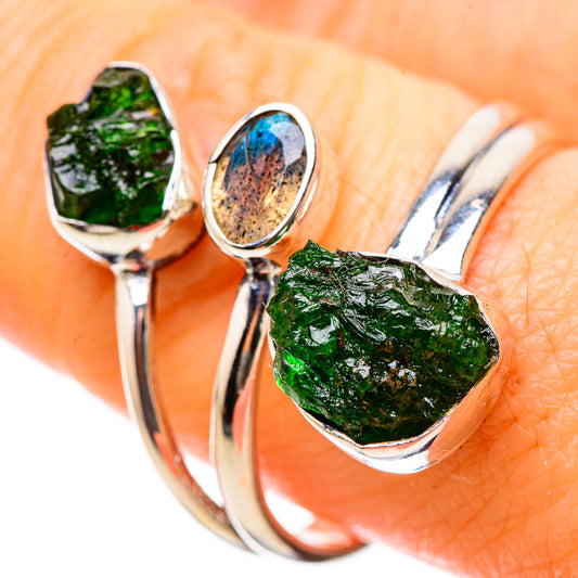 Chrome Diopside, Labradorite Rings handcrafted by Ana Silver Co - RING134167