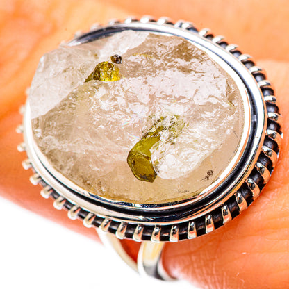 Green Tourmaline In Quartz Rings handcrafted by Ana Silver Co - RING134169