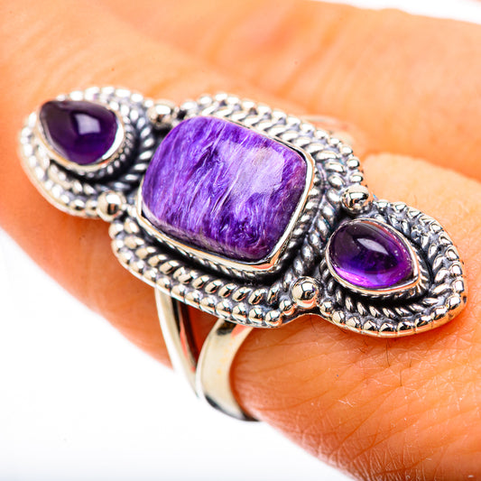 Charoite, Amethyst Rings handcrafted by Ana Silver Co - RING134174