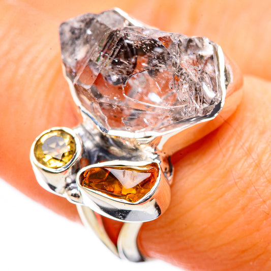 Herkimer Diamond, Citrine Rings handcrafted by Ana Silver Co - RING134178