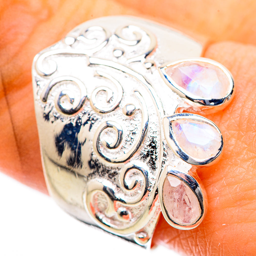 Rainbow Moonstone Rings handcrafted by Ana Silver Co - RING134181