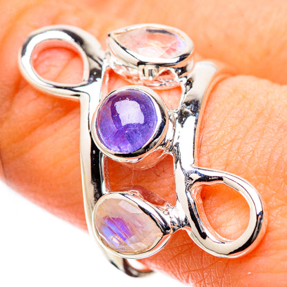 Tanzanite, Rainbow Moonstone Rings handcrafted by Ana Silver Co - RING134193