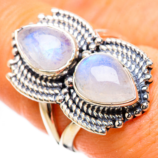 Rainbow Moonstone Rings handcrafted by Ana Silver Co - RING134199