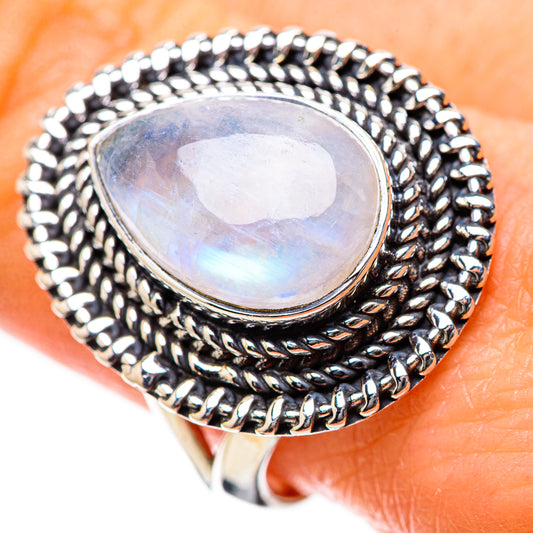 Rainbow Moonstone Rings handcrafted by Ana Silver Co - RING134200
