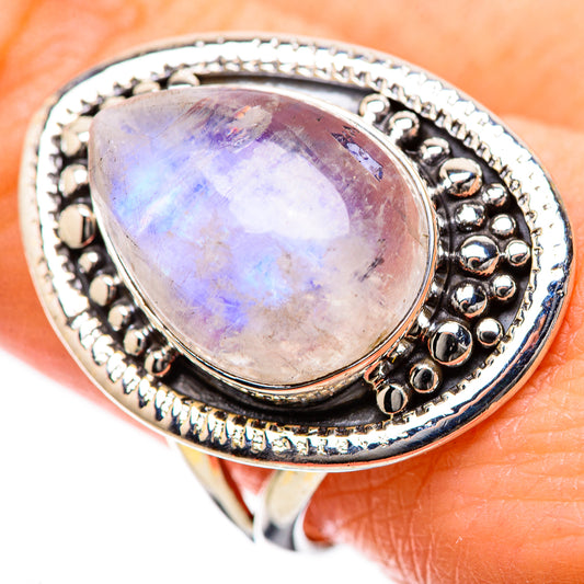 Rainbow Moonstone Rings handcrafted by Ana Silver Co - RING134201