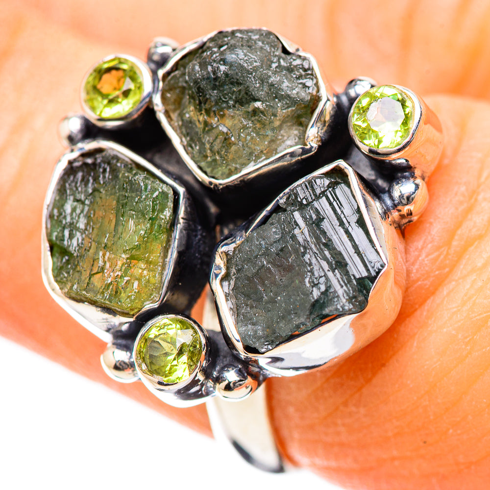 Green Tourmaline, Peridot Rings handcrafted by Ana Silver Co - RING134206