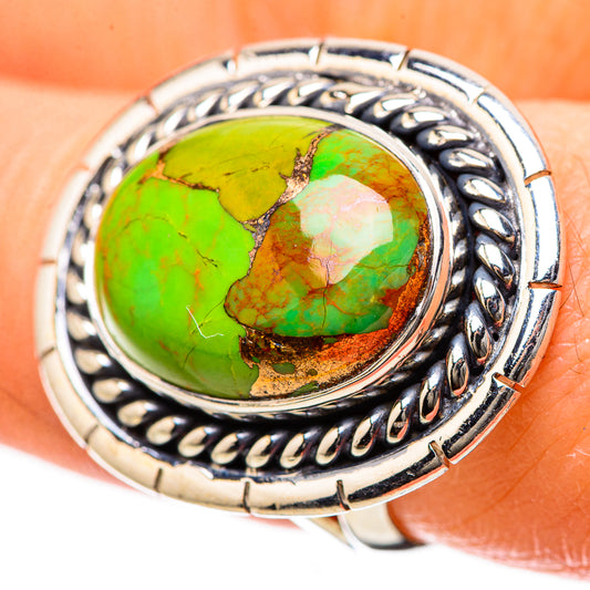 Green Copper Composite Turquoise Rings handcrafted by Ana Silver Co - RING134208