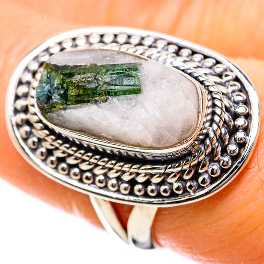 Green Tourmaline In Quartz Rings handcrafted by Ana Silver Co - RING134211
