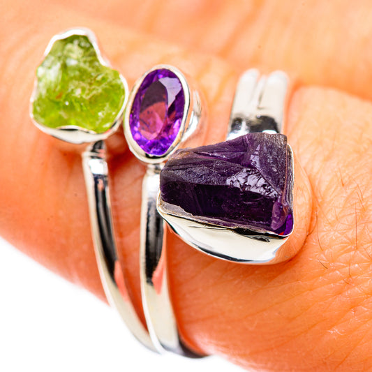 Amethyst, Peridot Rings handcrafted by Ana Silver Co - RING134214