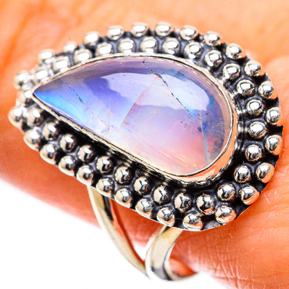 Rainbow Moonstone Rings handcrafted by Ana Silver Co - RING134218