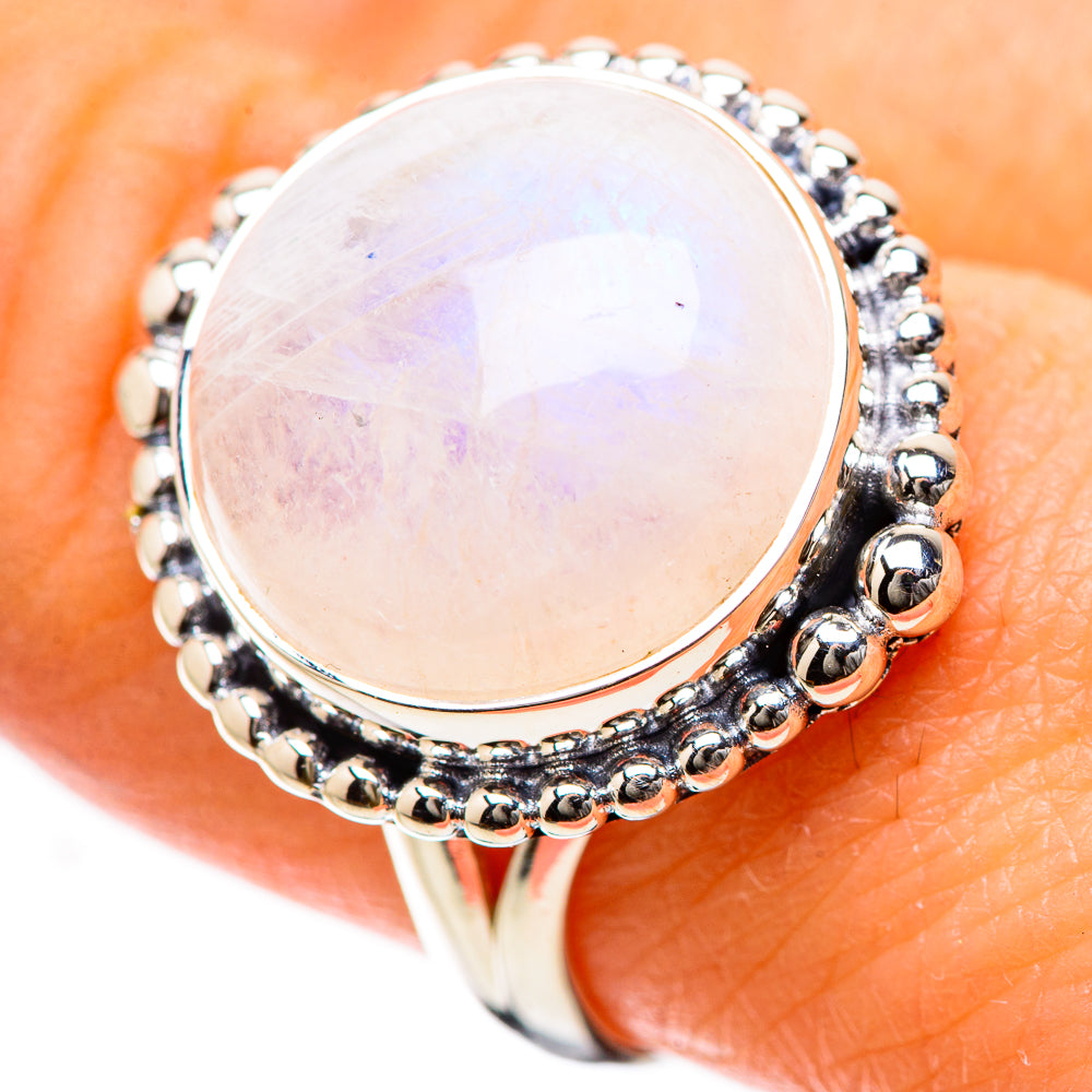 Rainbow Moonstone Rings handcrafted by Ana Silver Co - RING134219
