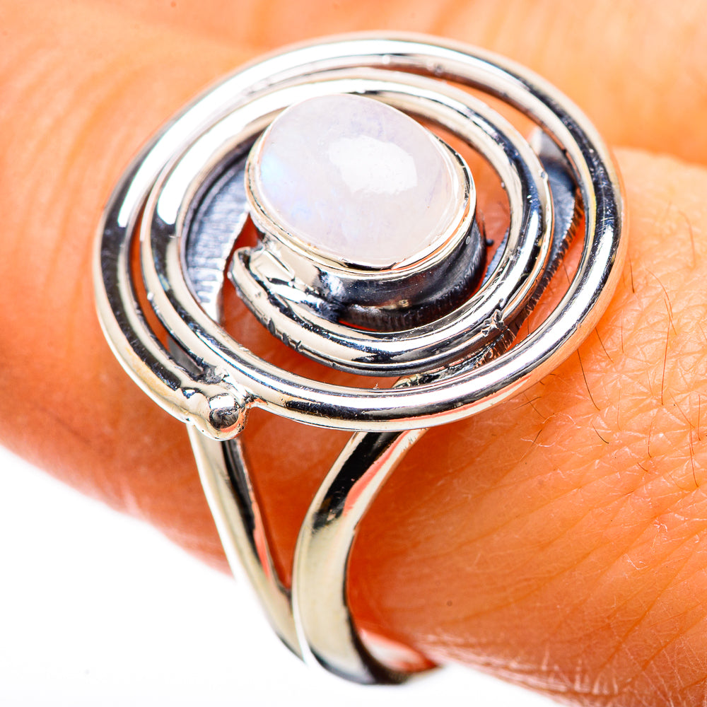 Rainbow Moonstone Rings handcrafted by Ana Silver Co - RING134220