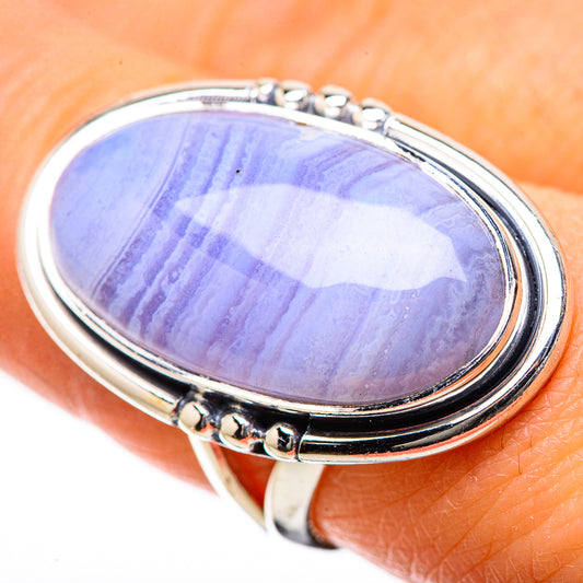 Blue Lace Agate Rings handcrafted by Ana Silver Co - RING134221