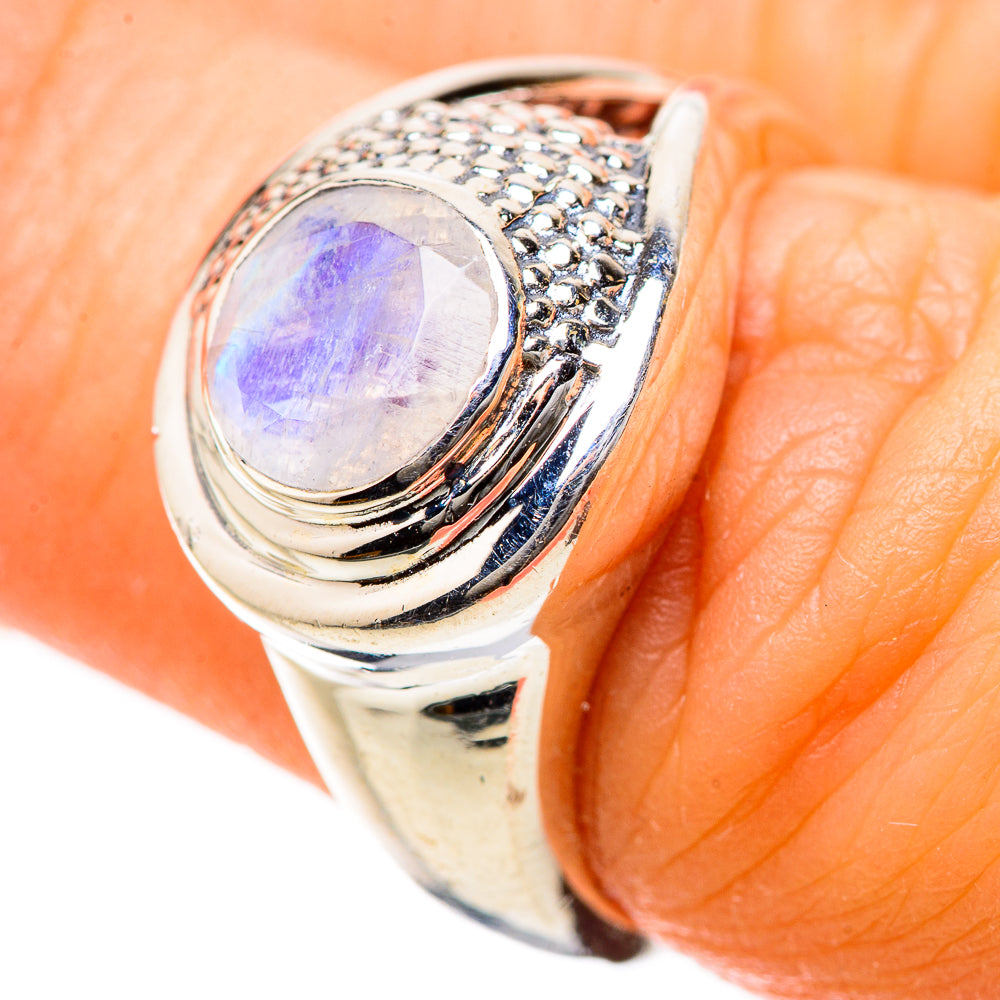 Rainbow Moonstone Rings handcrafted by Ana Silver Co - RING134236