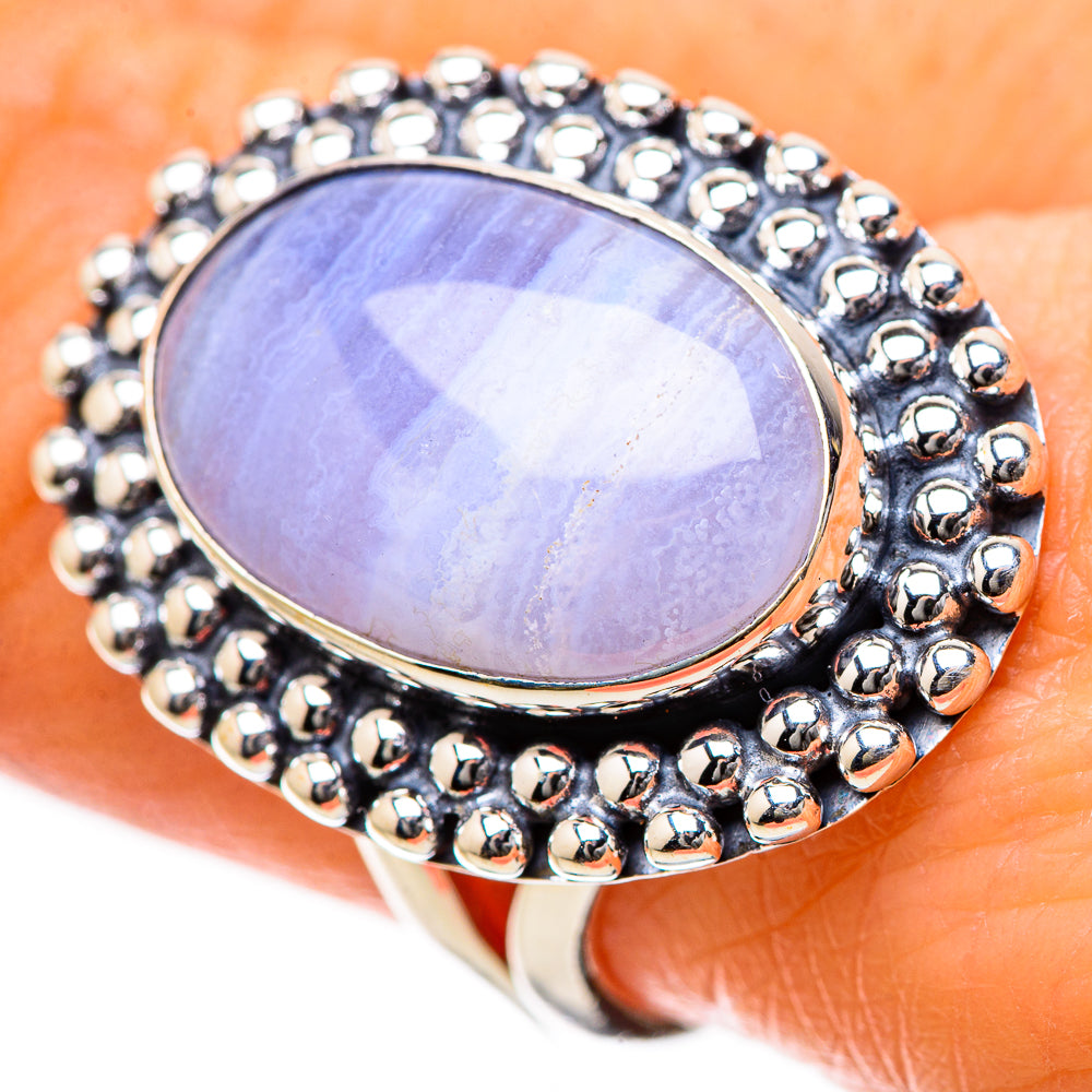 Blue Lace Agate Rings handcrafted by Ana Silver Co - RING134238