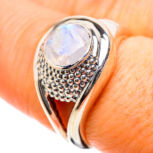 Rainbow Moonstone Rings handcrafted by Ana Silver Co - RING134239