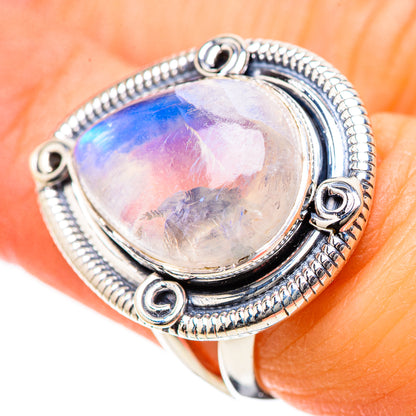 Rainbow Moonstone Rings handcrafted by Ana Silver Co - RING134240