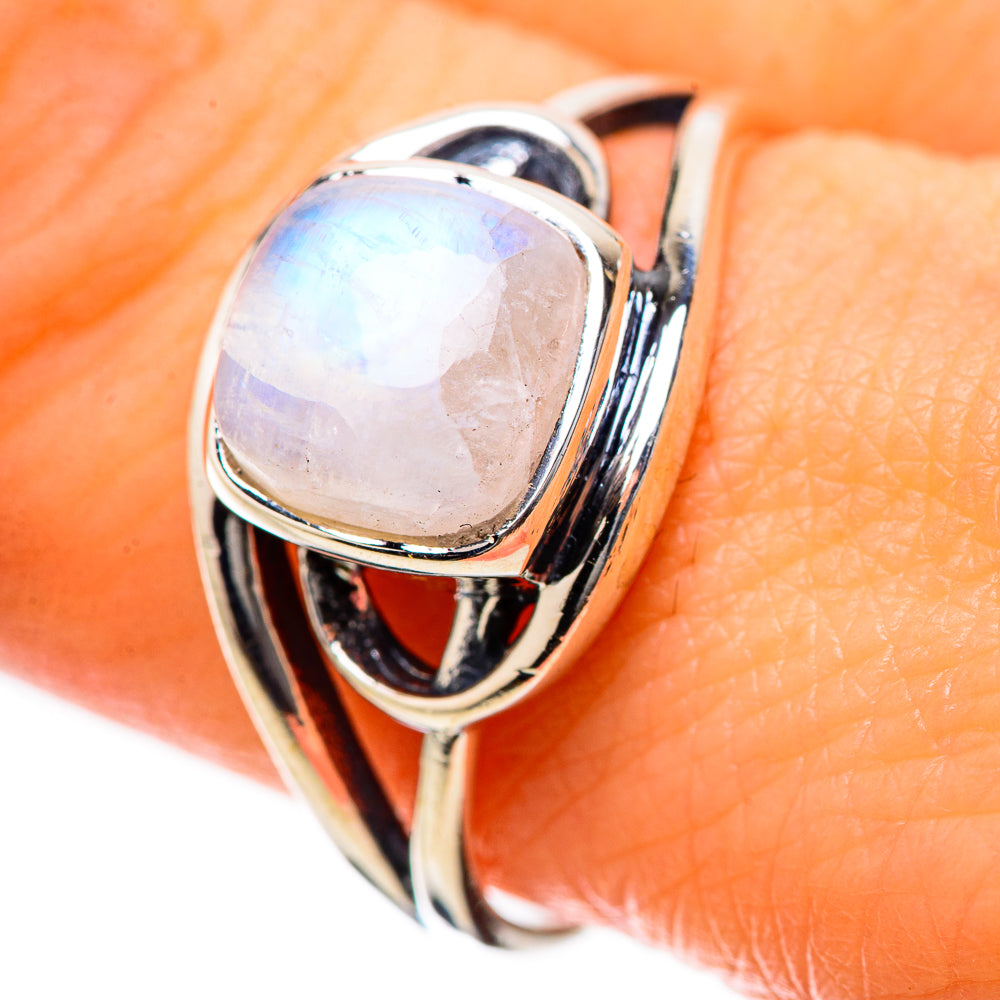 Rainbow Moonstone Rings handcrafted by Ana Silver Co - RING134253