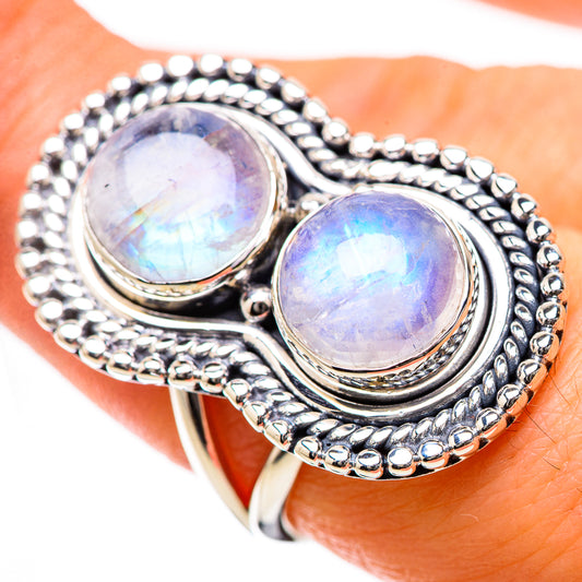 Rainbow Moonstone Rings handcrafted by Ana Silver Co - RING134255
