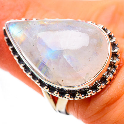 Rainbow Moonstone Rings handcrafted by Ana Silver Co - RING134268