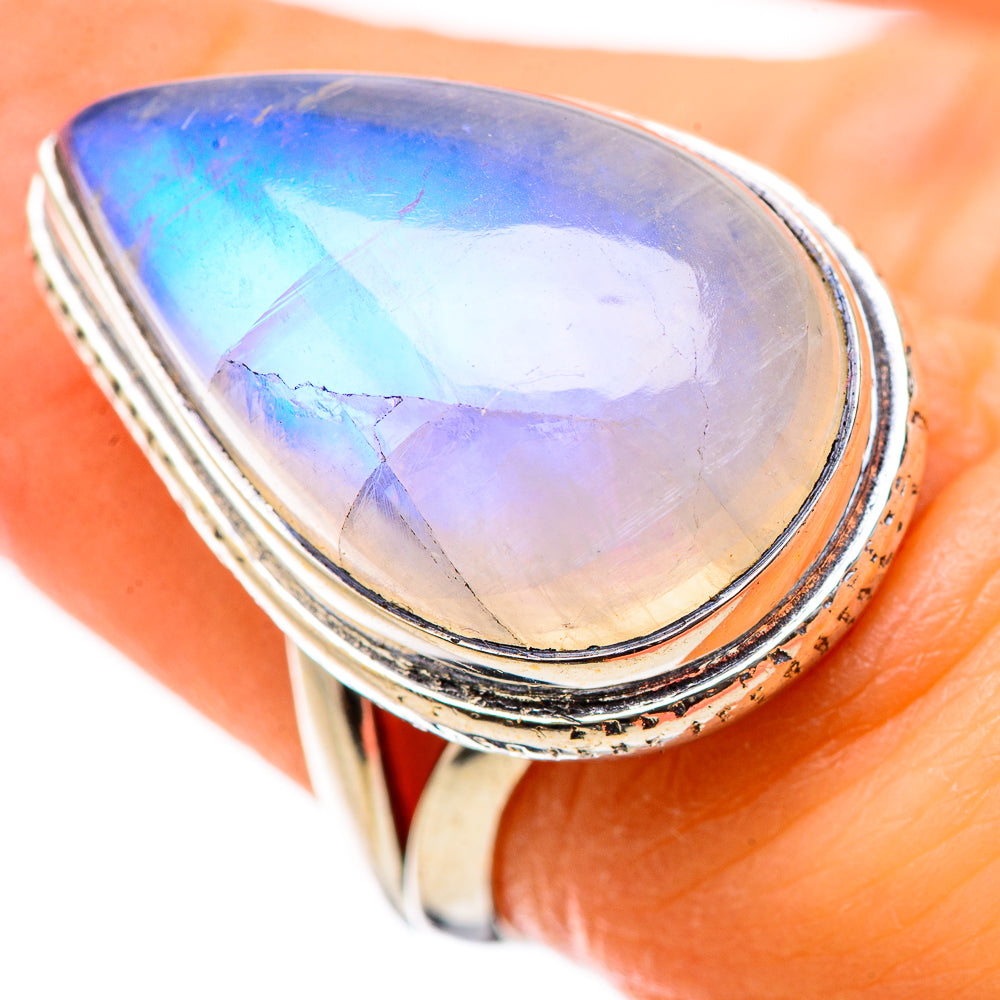Rainbow Moonstone Rings handcrafted by Ana Silver Co - RING134269