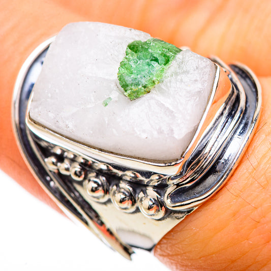 Green Tourmaline In Quartz Rings handcrafted by Ana Silver Co - RING134273
