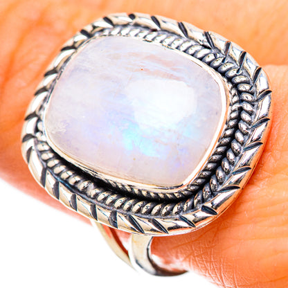 Rainbow Moonstone Rings handcrafted by Ana Silver Co - RING134293