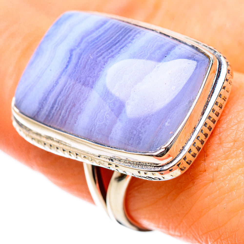 Blue Lace Agate Rings handcrafted by Ana Silver Co - RING134294