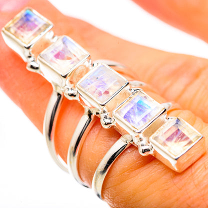 Rainbow Moonstone Rings handcrafted by Ana Silver Co - RING134295