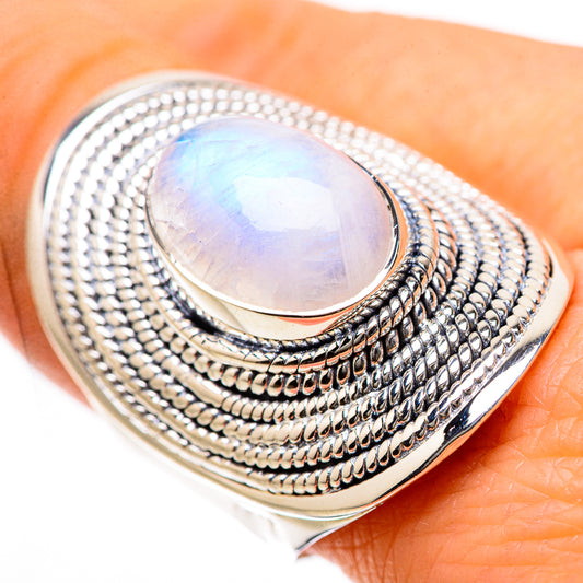 Rainbow Moonstone Rings handcrafted by Ana Silver Co - RING134296