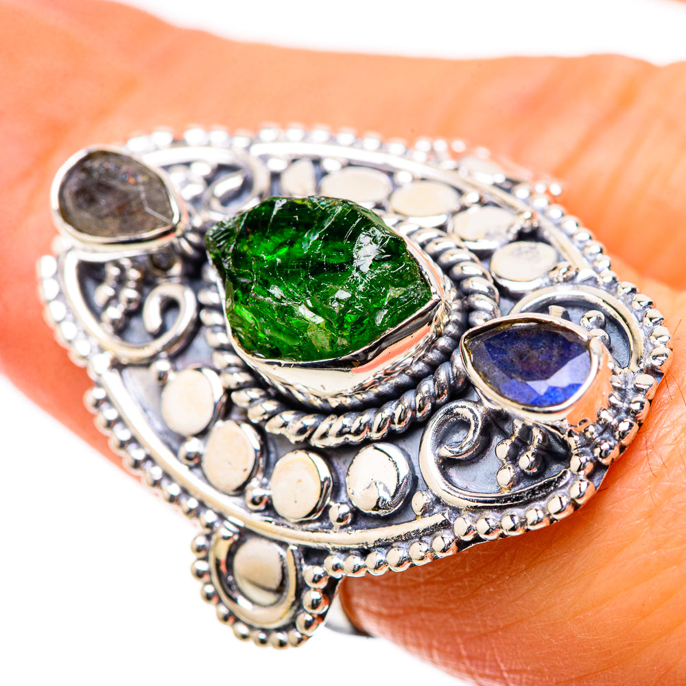 Chrome Diopside, Labradorite Rings handcrafted by Ana Silver Co - RING134308