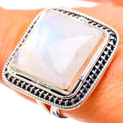 Rainbow Moonstone Rings handcrafted by Ana Silver Co - RING134311