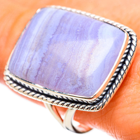 Blue Lace Agate Rings handcrafted by Ana Silver Co - RING134312