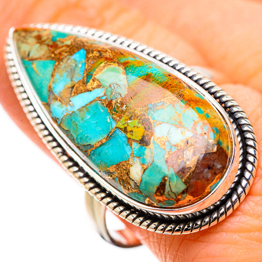 Blue Copper Composite Turquoise Rings handcrafted by Ana Silver Co - RING134314