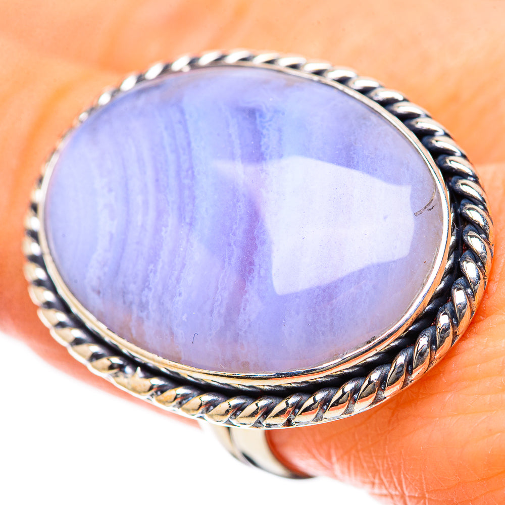 Blue Lace Agate Rings handcrafted by Ana Silver Co - RING134321