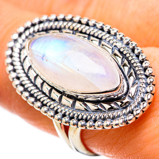 Rainbow Moonstone Rings handcrafted by Ana Silver Co - RING134322