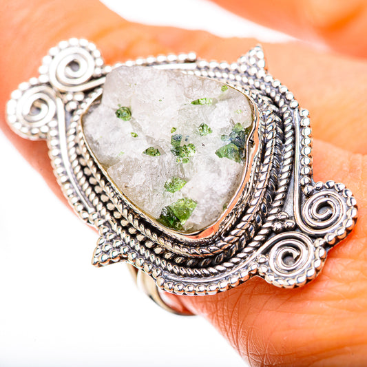 Green Tourmaline In Quartz Rings handcrafted by Ana Silver Co - RING134330