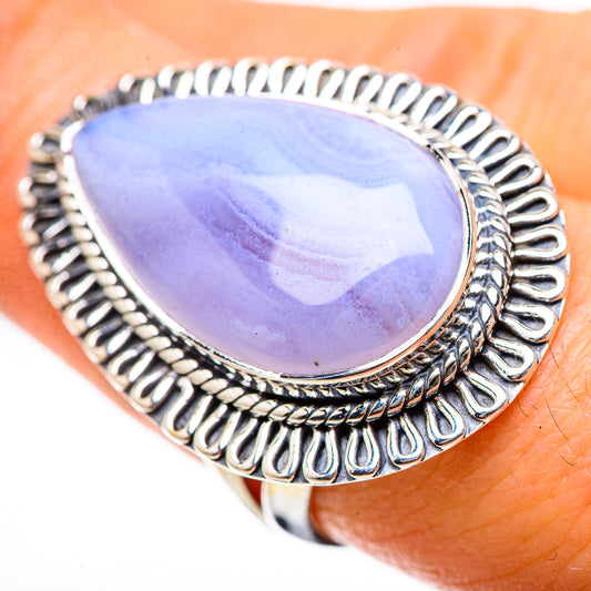 Blue Lace Agate Rings handcrafted by Ana Silver Co - RING134333